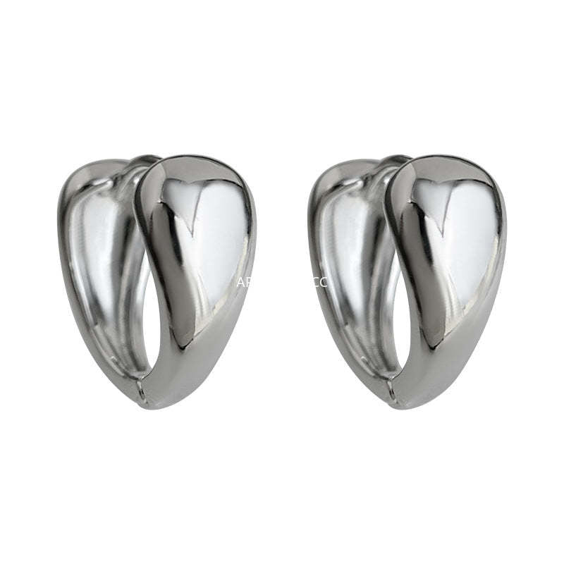 A廠-時尚高級感光面幾何圓形耳圈通勤百搭個性冷淡風新款耳飾工廠耳環「7118」25.12-1