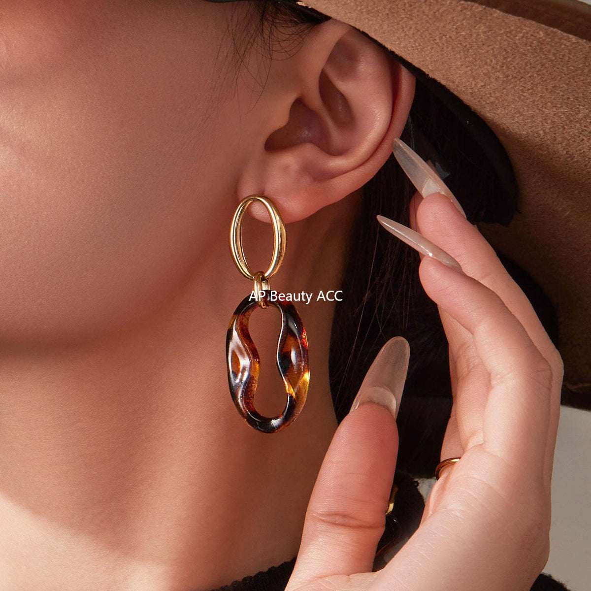 B廠-中古vintage耳飾設計感不鏽鋼幾何樹脂耳環項鍊手鍊套裝女「TXP470」25.11-3