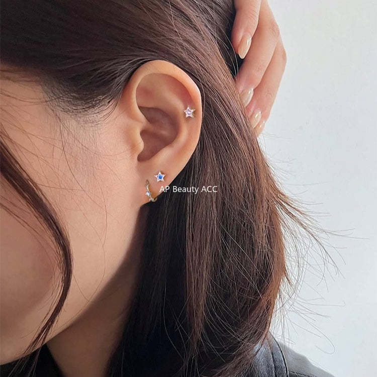 C廠-925純銀星星鋯石耳釘女時尚簡約氣質設計感甜美耳骨釘ins百搭耳飾「EH-4294」25.12-1