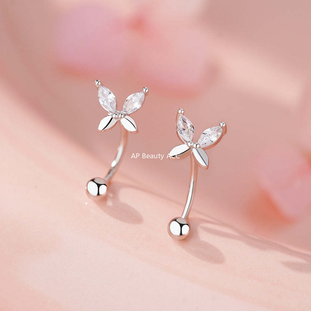 D廠-S999足銀蝴蝶螺絲耳鉤森系唯美養耳洞溫柔小清新優雅淑女耳飾「YC10288E_1」25.11-4