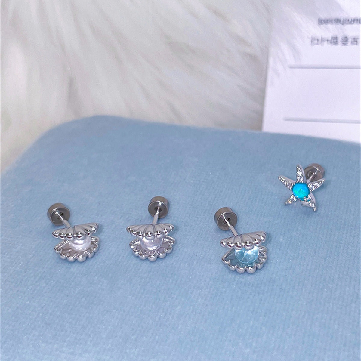 C廠-輕奢度假風海星貝殼耳釘女甜美顯白夏天海灘耳環氣質清新百搭耳飾「EH-4155」25.09-3