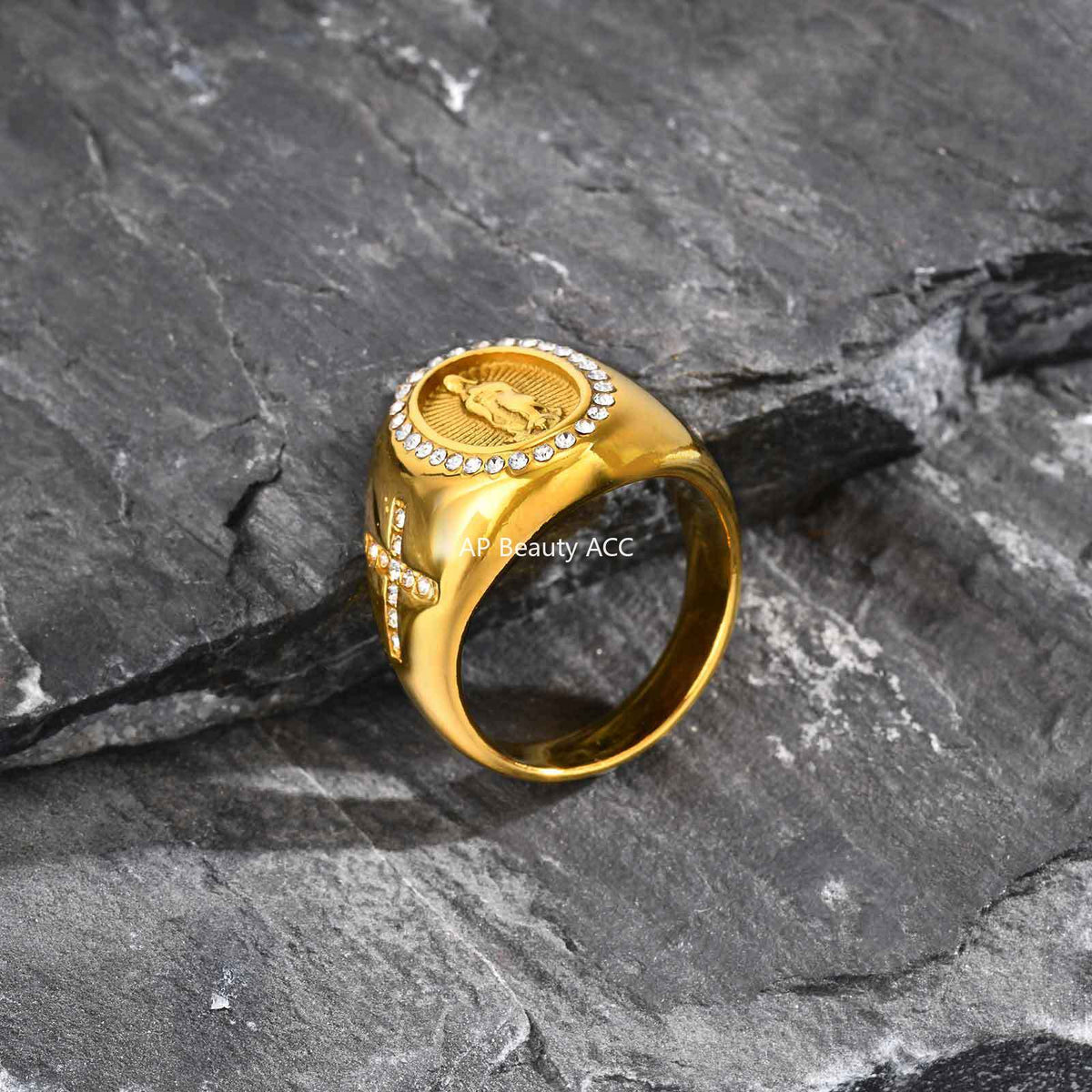 G廠-跨境歐美熱銷嘻哈HIPHOP復古瑪利亞指環 時尚鋯石男士鈦鋼「RC-959」25.11-1