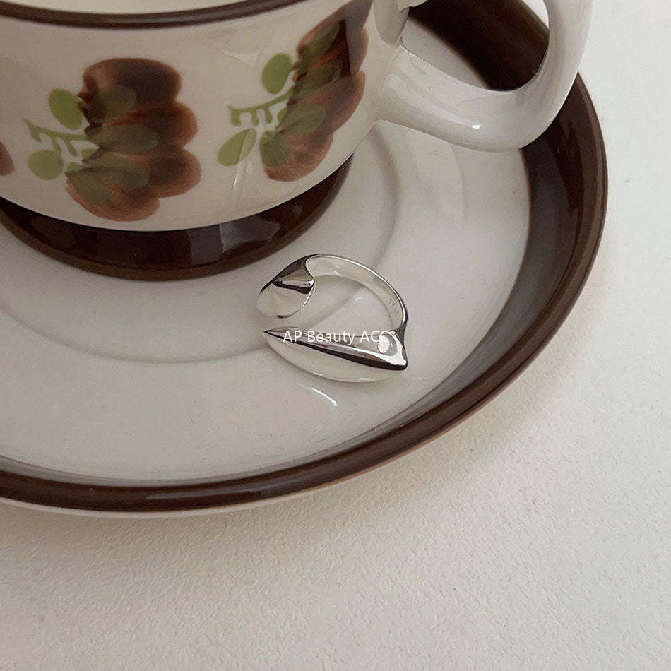 F廠-韓國韓版S925純銀組合幾何面 光面簡約戒指開口指環「J343」25.10-5