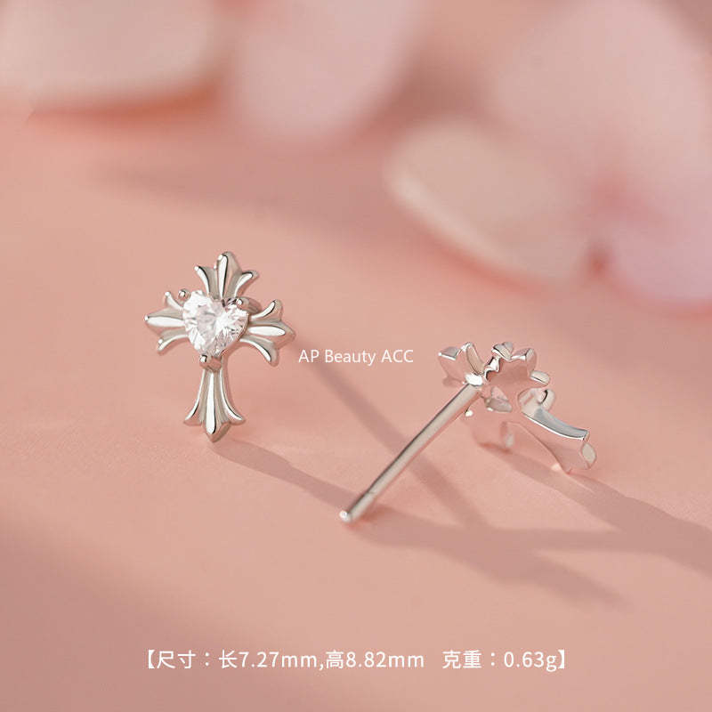 D廠-S999足銀輕奢個性十字架耳環女個性時尚冷淡風免摘耳骨耳飾「YC2153E_3 YC2416E_2 YC2434E_1」25.11-3