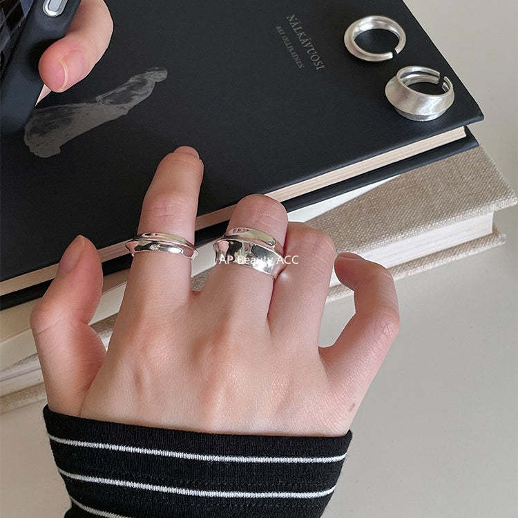 C廠-小眾清冷感磨砂素圈戒指女輕奢高級感ins食指戒百搭設計氣質指環「JZ-0729」25.11-3