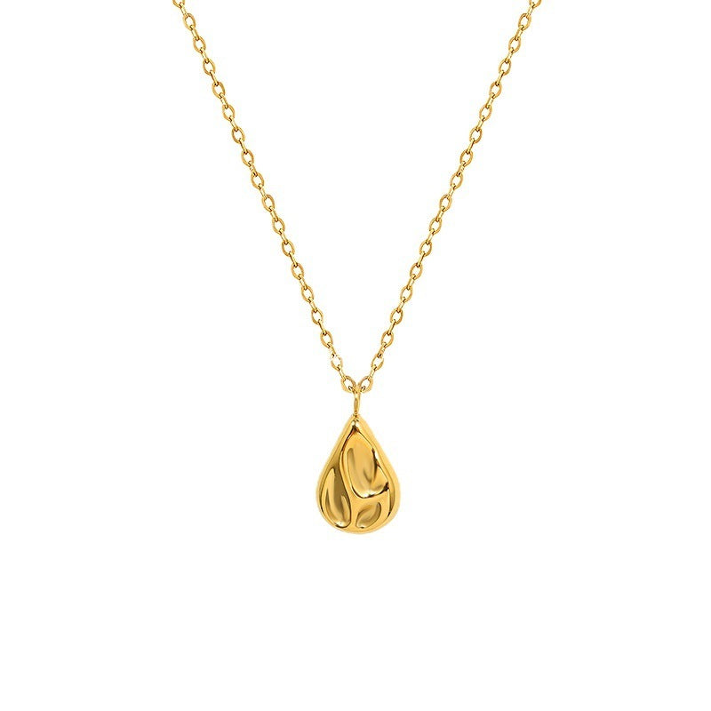 B廠-歐美新款水滴異形鎖骨項鍊法式小眾設計感鈦鋼材質項飾「P1012」25.11-2