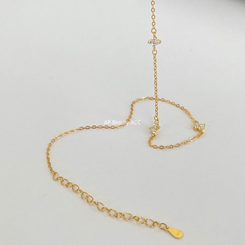 C廠-幸運四葉草滿天星純銀項鍊女小清新細款高級感個性百搭鎖骨頸鏈「XL-1228」25.11-1