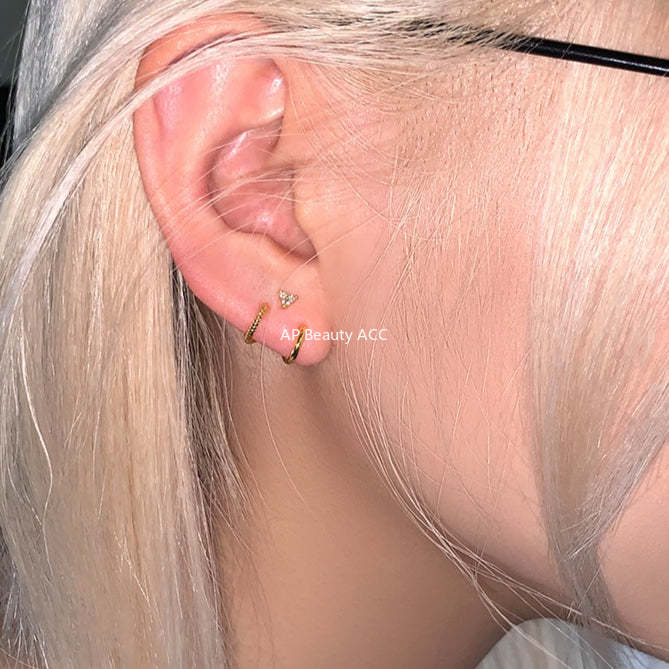 C廠-簡約日常幾何三角鋯石耳釘女韓版氣質冷淡風銀針耳環精緻高級耳飾「EH-4289」25.12-1