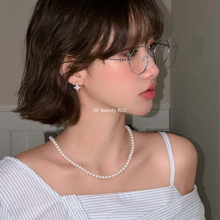 C廠-輕奢爆閃潮流鋯石四芒星耳環女精緻貴氣高級感銀針耳扣秋冬耳飾「EH-4285」25.11-4