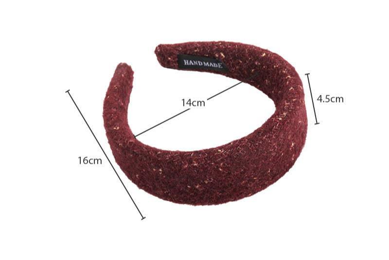 E廠-韓系小香風毛呢針織金絲寬邊髮箍女高級感洗臉頭箍氣質百搭壓髮卡「27725」25.11-4