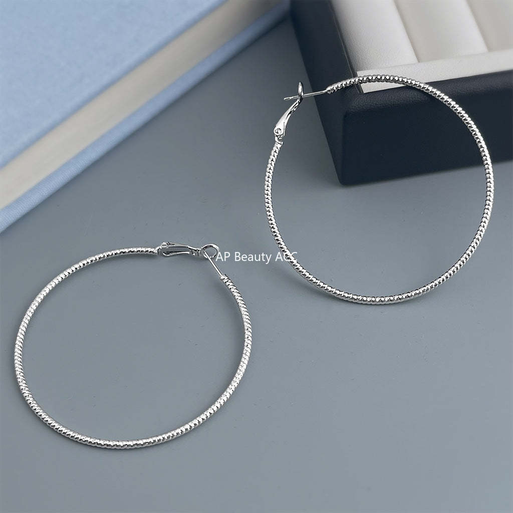 A廠-時尚個性冷淡風大耳圈圓圈銀針高級感通勤百搭工廠耳飾「7165-7172」25.11-4