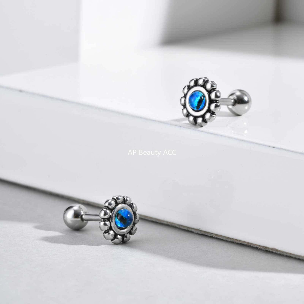 G廠-不鏽鋼潮流玩家樹脂惡魔之眼中性款街頭鬆弛感耳釘鋼色「ES-749」25.10-5