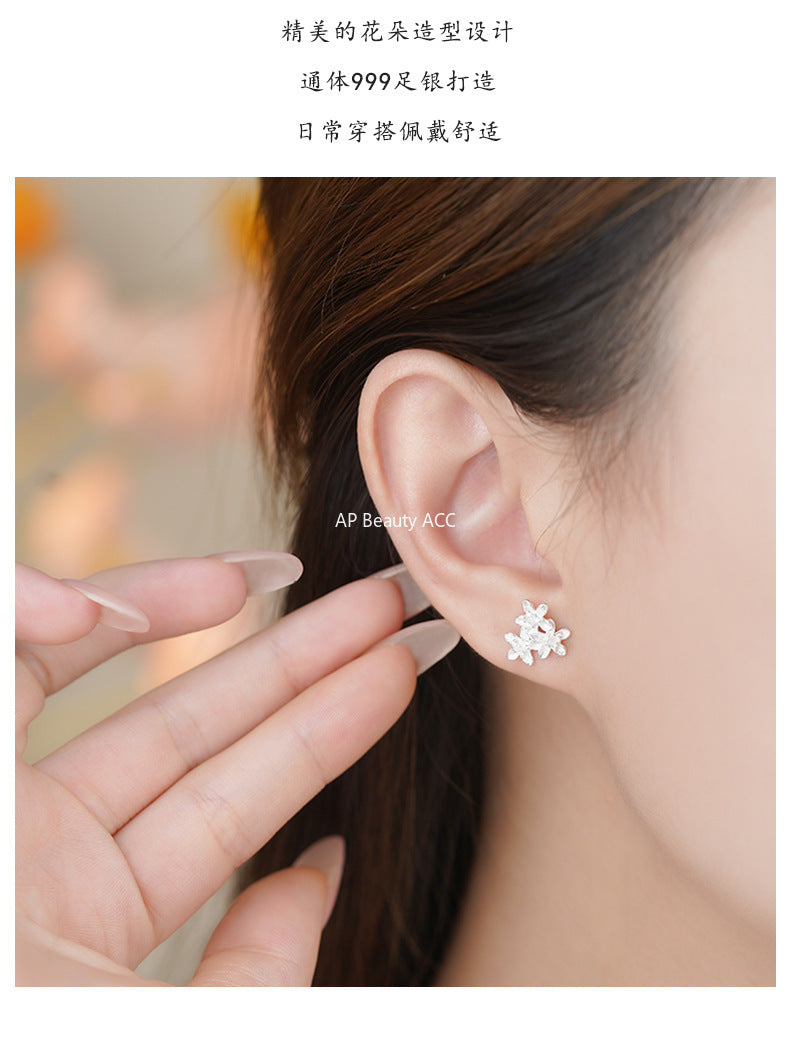 D廠-S999足銀清新花朵耳環女甜美氣質優雅輕奢高級感設計耳飾批發「YC9992E_1」25.11-2