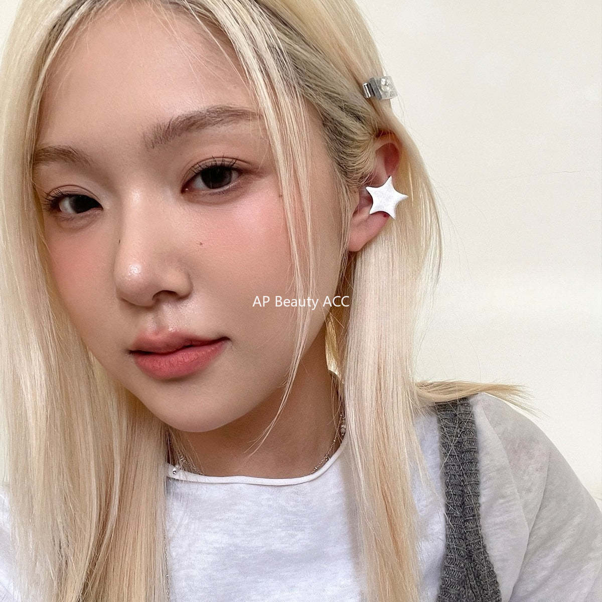 C廠-韓版拉絲五角星無耳洞耳夾女時尚簡約氣質耳骨夾輕C形高級感輕奢「EJ-49」25.12-1