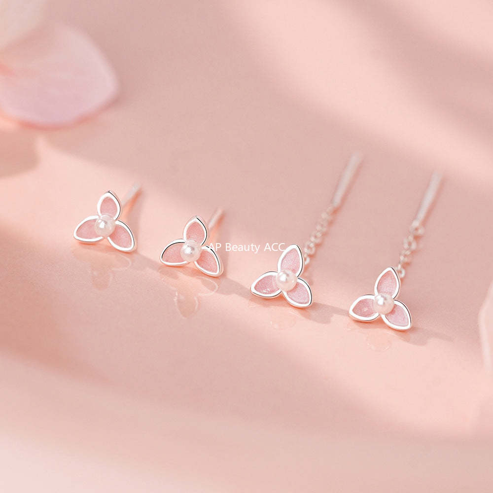 D廠-足銀S999時尚花朵珍珠耳環耳線甜美百搭文藝氣質養耳洞耳飾「YC4125E_1」25.12-1
