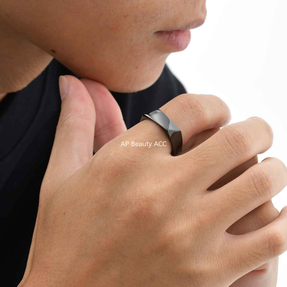 G廠-不鏽鋼男士小眾時尚個性簡約五邊形戒指黑色男士飾品「RC-915」25.10-5