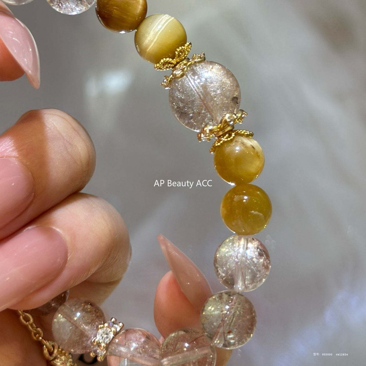 AS廠-新中式天然黃塔晶拼接金虎眼葫蘆手鍊女小眾氣質國風高級疊戴「l2834」25.10-4