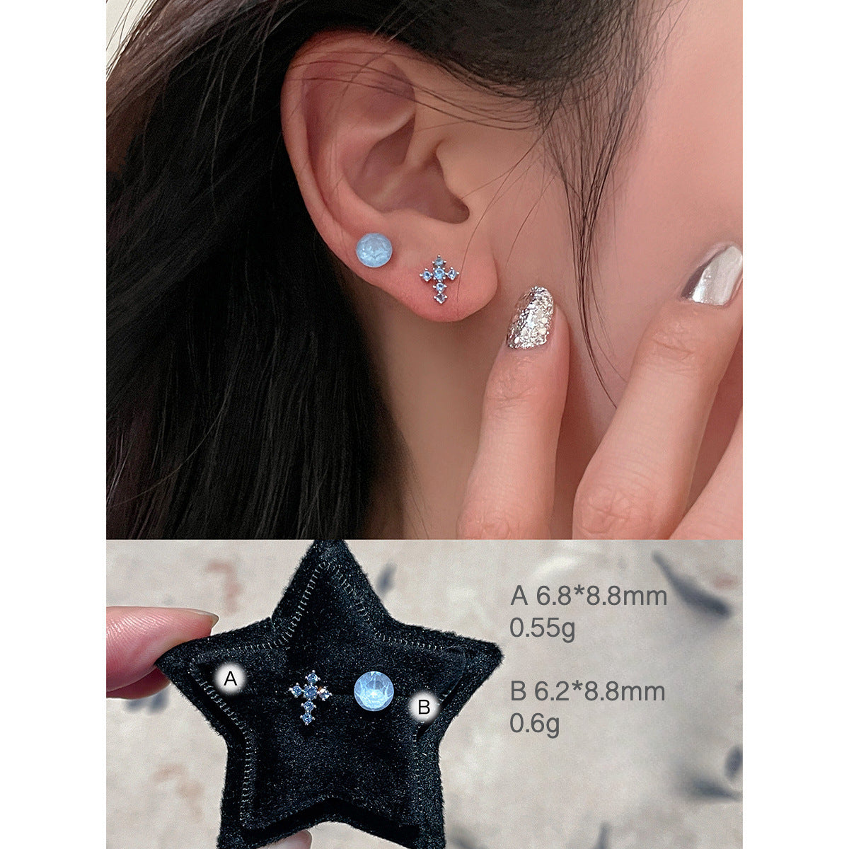 C廠-奢爆閃鋯石耳釘女甜美風蝴蝶結星球鈦鋼耳環精緻百搭氣質耳飾「EH-3766」25.05-5