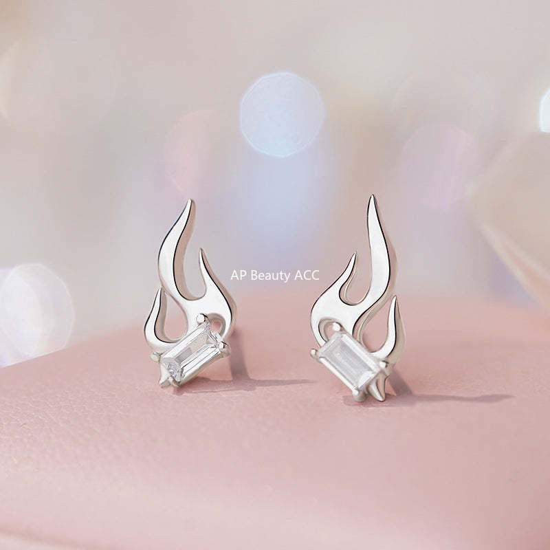 D廠-S925純銀精緻火焰耳環女輕奢個性幾何高級感小眾設計感耳飾「YC5154E_1」25.10-5