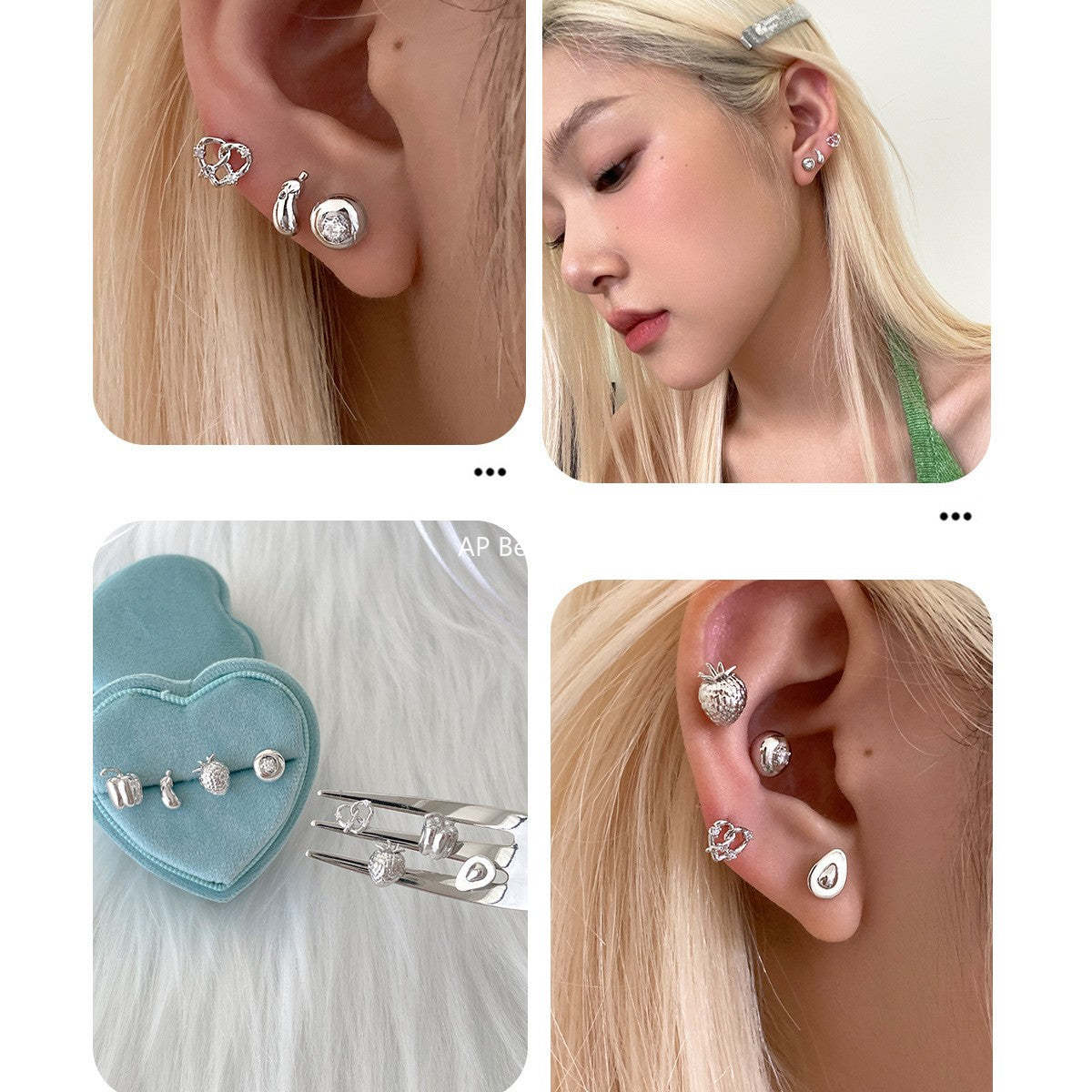 C廠-925銀針蔬菜茄子耳釘女森系小清新獨特牛油果耳環輕奢高級感耳飾「EH-4260」25.11-3