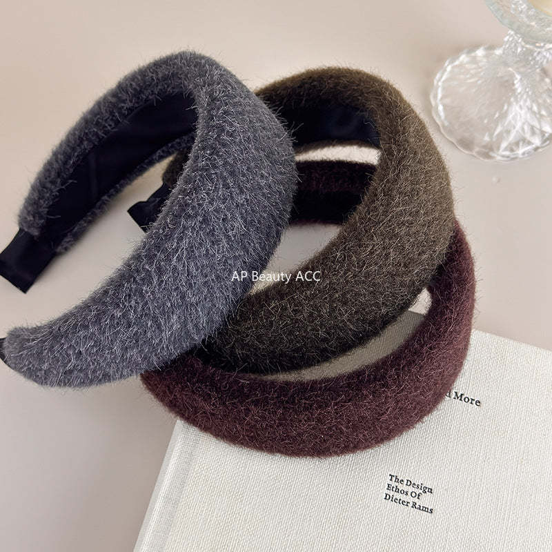 E廠-秋冬細毛絨加厚寬邊髮箍女2025新款高顱頂頭箍氣質百搭髮卡髮飾「27710」25.11-3