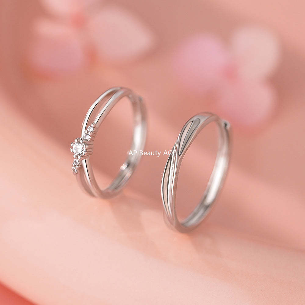 D廠-足銀S999莫比烏斯鋯石情侶對戒簡約設計獨特個性精緻高級戒指「YC3759R_1」25.12-2