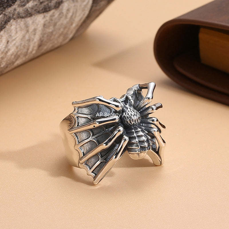 G廠-復古蜘蛛戒指男潮個性哥特風動物食指戒時尚百搭創意感仿泰銀指環「J2679」25.11-4