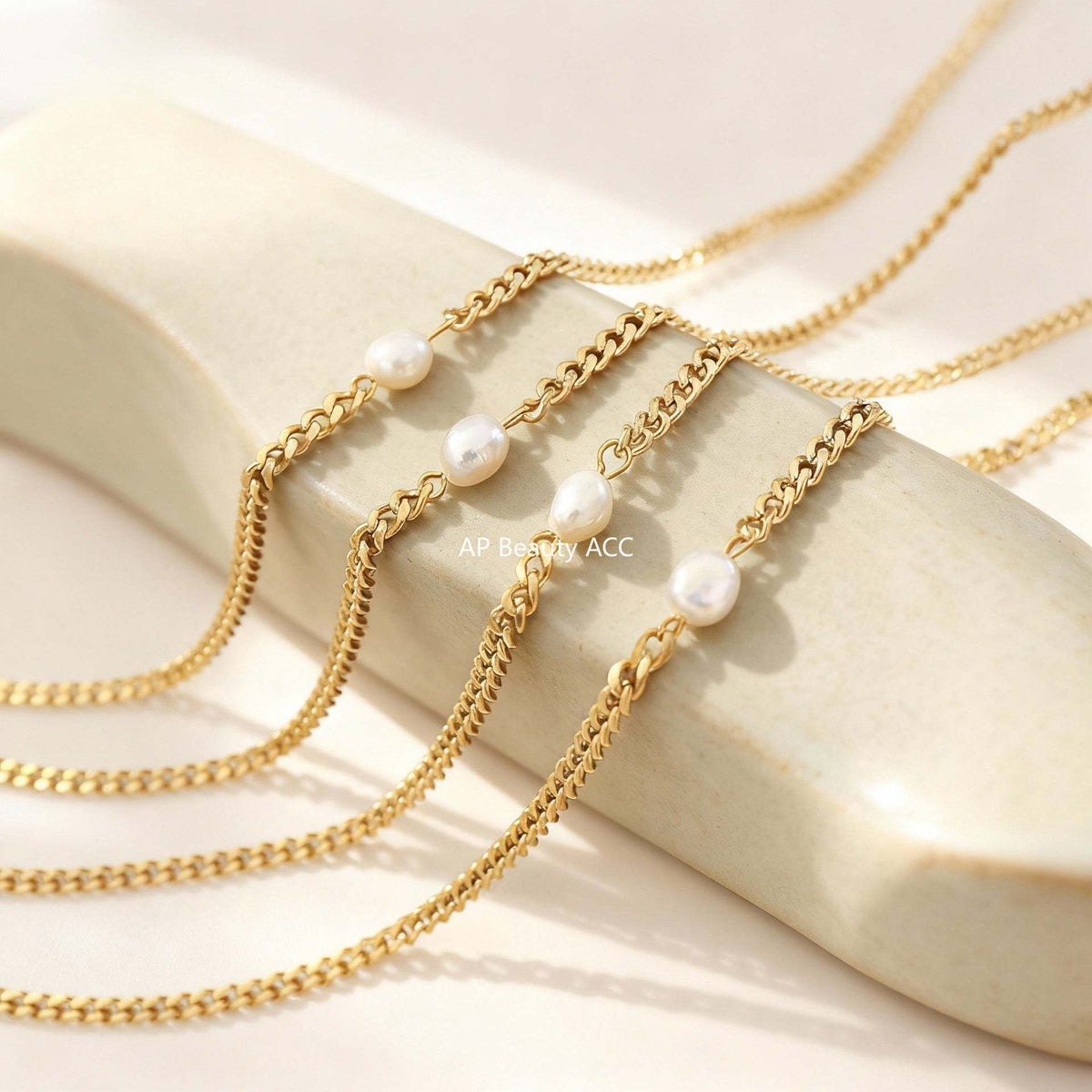 B廠-不鏽鋼粗鏈條簡約單顆珍珠項鍊 歐美時尚輕奢氣質鍍18K金百搭首飾「P539」25.12-1