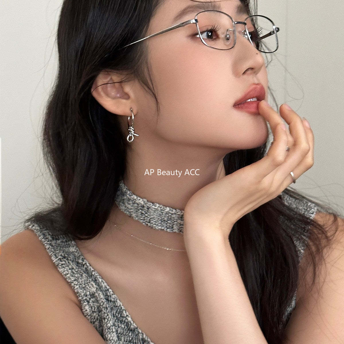 C廠-酷颯冷淡風獨特繩結耳扣女幾何個性冷淡風銀針耳扣輕奢高級感耳飾「EH-4395」25.12-2