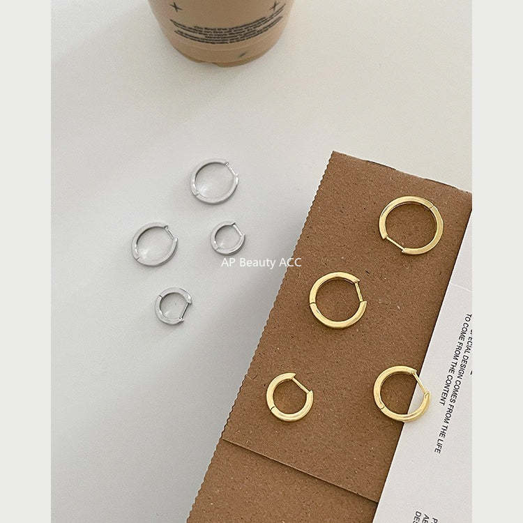 C廠-925銀針素圈直針耳環女秋冬時尚韓版高級感耳扣輕奢氣質百搭耳飾「EH-4169」25.12-1