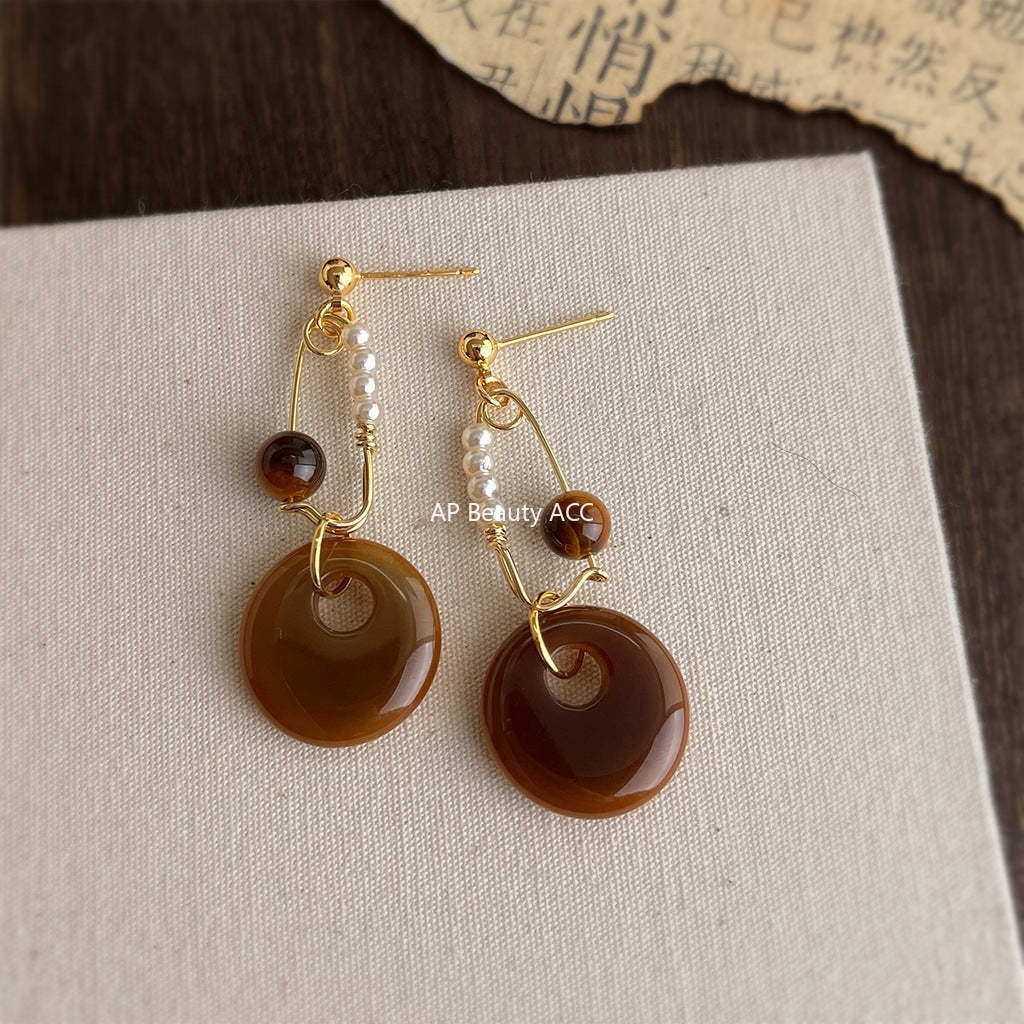 A廠-美拉德風文藝復古設計師款手工耳環秋冬新款原廠耳環工廠飾品批發「7147」25.11-4