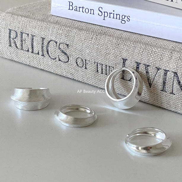 C廠-小眾清冷感磨砂素圈戒指女輕奢高級感ins食指戒百搭設計氣質指環「JZ-0729」25.11-3