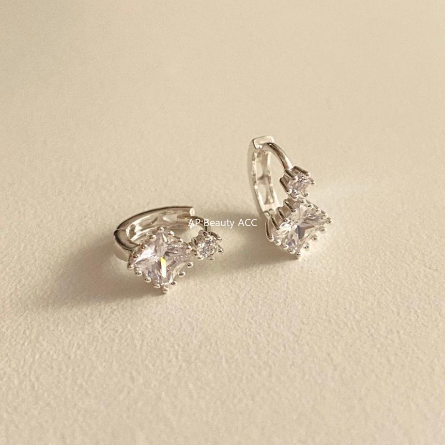 F廠-韓國韓版925純銀方鋯石耳釘耳扣女簡約時尚ins風耳環耳飾「C1029」25.11-2