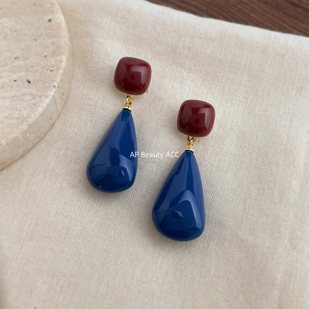 A廠-克萊茵藍時尚高級感秋冬港風 爆款水滴長款新款耳飾工廠耳環飾品女「7030」25.11-3