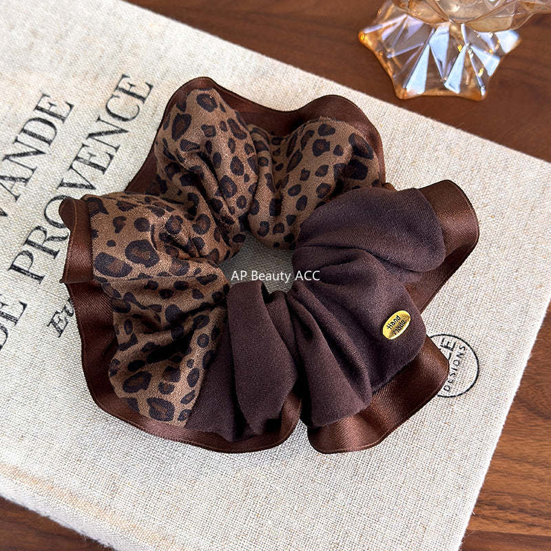 E廠-韓系氣質豹紋拼色大腸圈女百搭小眾馬尾髮繩頭繩新款高級感髮飾「27772」25.12-2