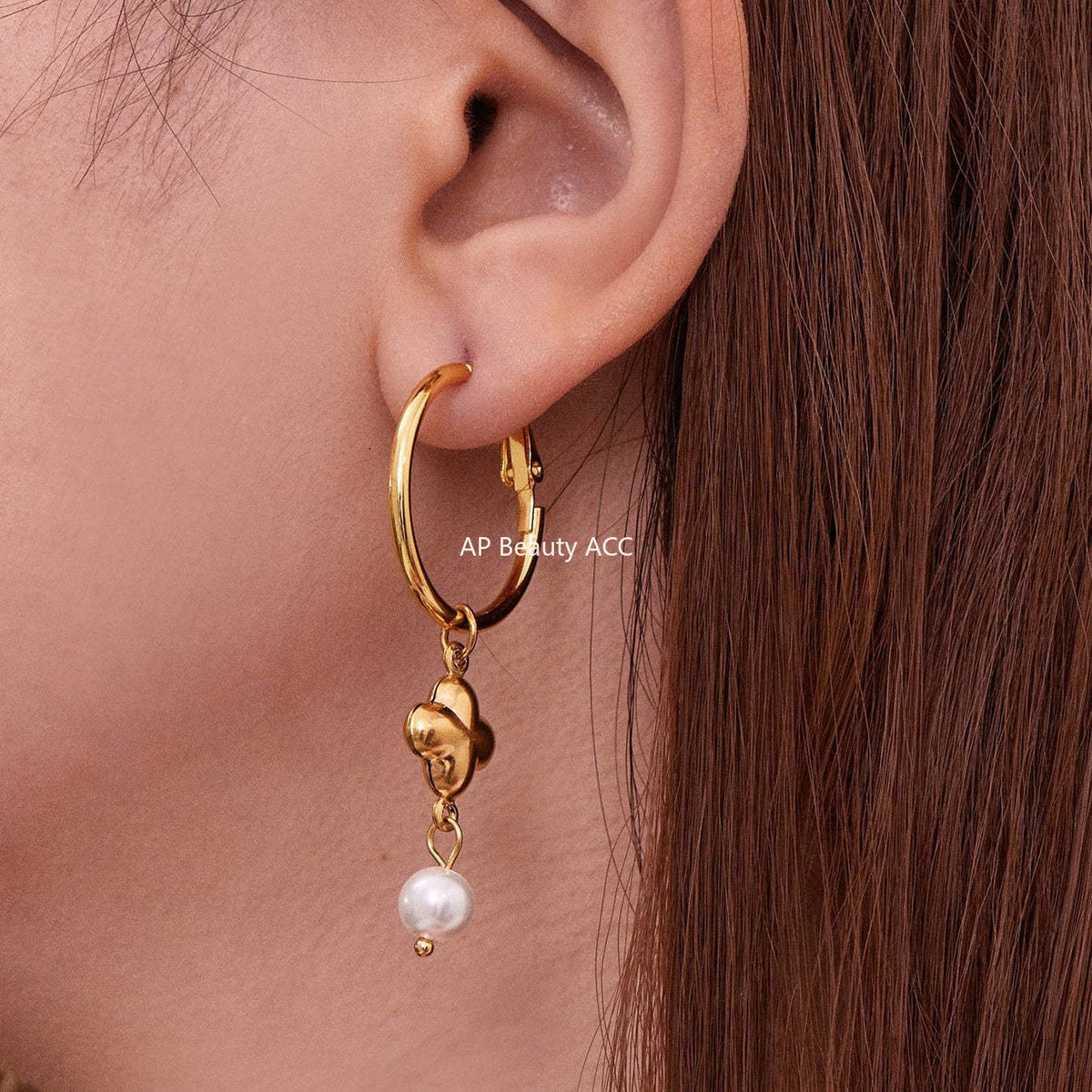 B廠-銅材質仿珍珠吊墜耳環歐美新款INS小眾設計百搭耳飾不掉色「F610」25.10-5