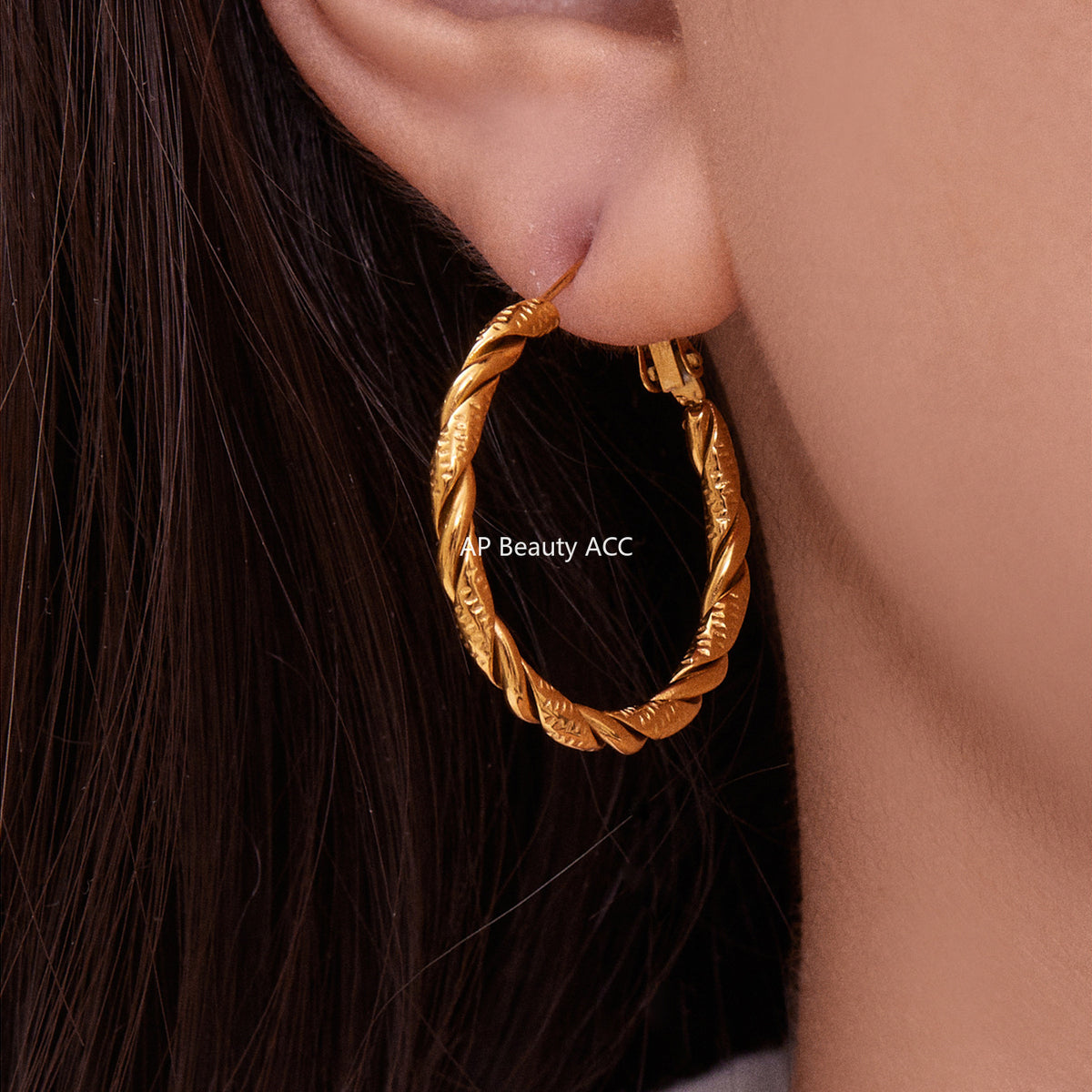 B廠-ins風小眾設計三層愛心形耳環不鏽鋼18k鍍金耳釘不掉色耳飾「F753」25.11-1