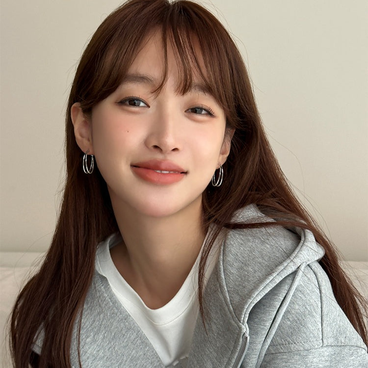 C廠-雙層大耳圈小眾特耳環女高級感圓圈純銀針耳釘誇張輕奢素圈耳飾「EH-3523.SJ」25.09-3