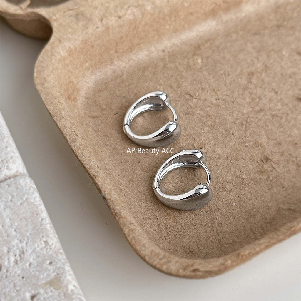 A廠-時尚高級感光面幾何圓形耳圈通勤百搭個性冷淡風新款耳飾工廠耳環「7118」25.12-1