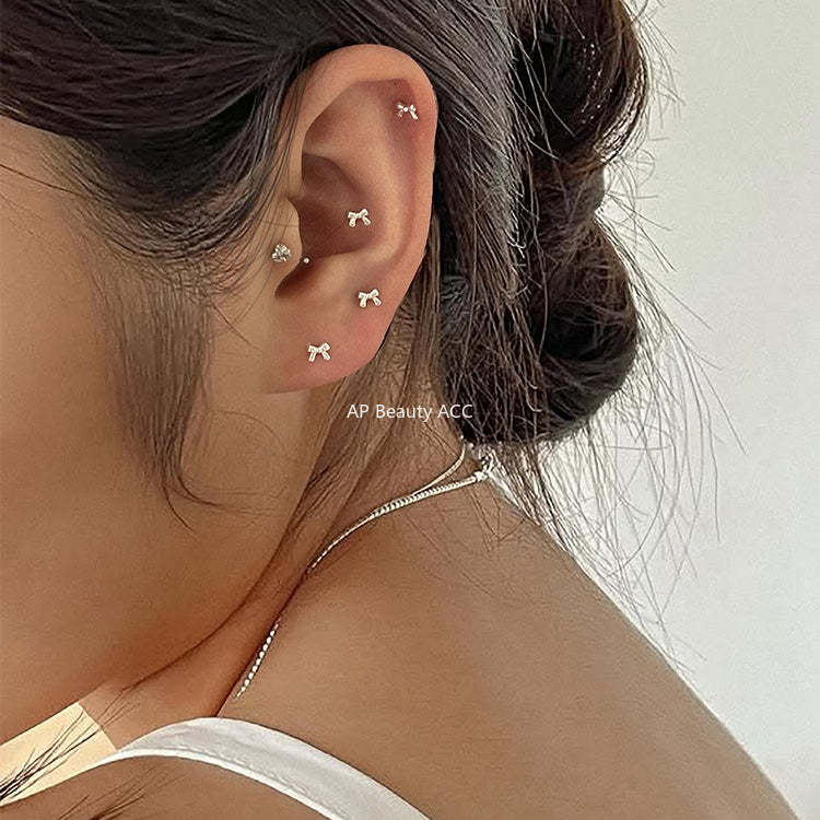 C廠-925純銀迷你蝴蝶結耳釘女甜美風精緻日常百搭耳環ins少女風耳飾「EH-4293」25.12-1