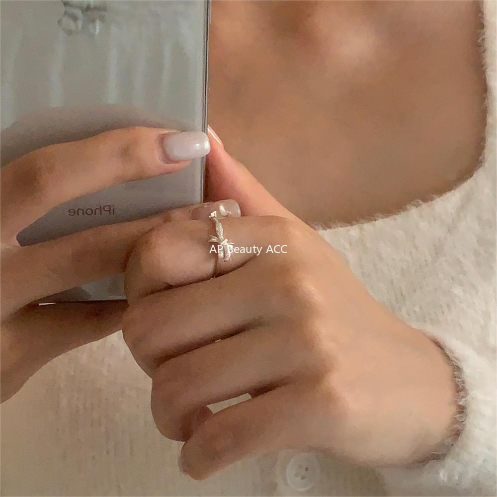 F廠-韓版飾品925純銀蝴蝶結戒指首飾氣質百搭INS小紅書戒指指「J1921」25.11-1