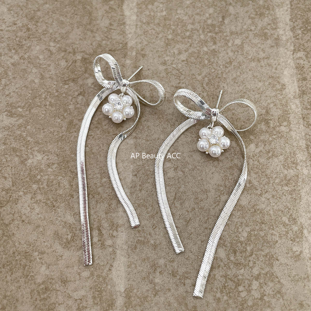 C廠-小清新絕美珍珠花朵耳釘女甜美百搭高級感蝴蝶結流蘇耳環精緻耳飾「EH-4139」25.10-5