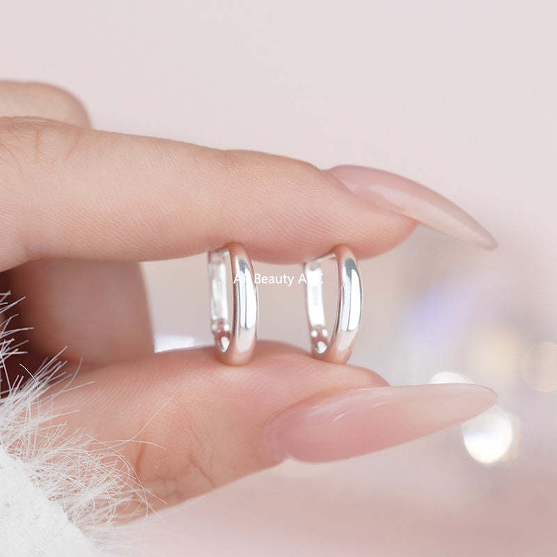 D廠-純銀S925極簡風簡約圓環耳扣女素圈小眾設計感百搭耳圈耳飾品批發「YC4712E_2」25.11-1