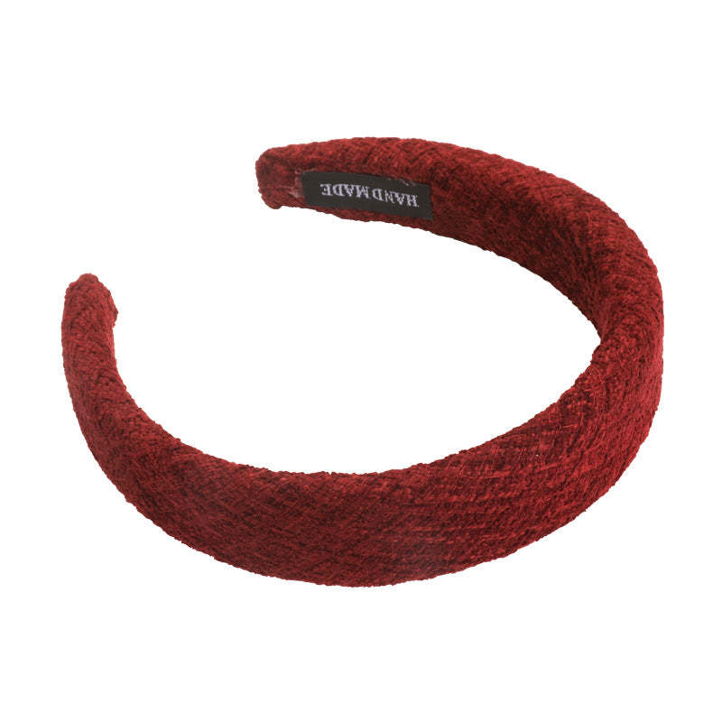 E廠-秋冬毛呢高顱頂髮箍紅色新年寬邊頭箍洗臉壓髮卡外出百搭海綿髮捆「27747」25.12-1