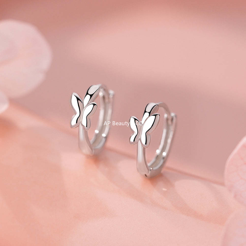 D廠-純銀S925甜美蝴蝶耳扣女時尚精緻百搭設計高級感優雅森系耳飾「YC9500E」25.12-3