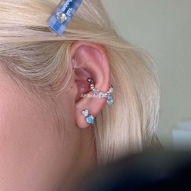 C廠-彩色多巴胺水滴鋯石耳環女輕奢百搭甜美碎銀鈦鋼耳圈精緻秋冬耳飾「EH-4281」25.11-4
