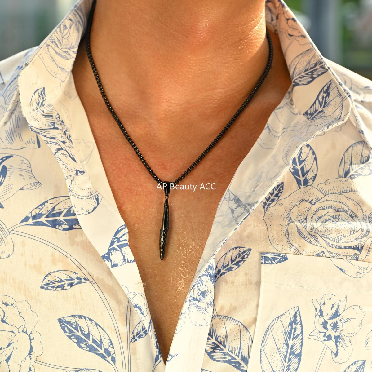 G廠-不鏽鋼跨境錘紋長條吊墜黑色時尚嘻哈風小眾個性飾品「PN-2217」25.11-1