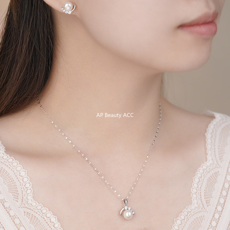 D廠-S999足銀珍珠項鍊吊墜法式復古耳環輕奢精緻小眾百搭首飾項鏈「YC0812N_1 YC6405E_1」25.11-1