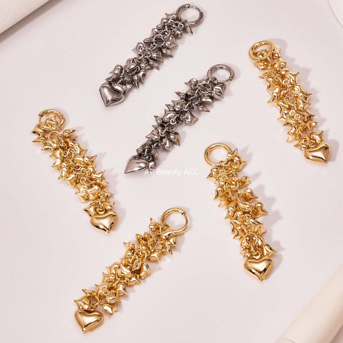 B廠-跨境熱銷款超多愛心手工項鍊耳環首飾套裝不鏽鋼鍍18k真金「TXP480」25.11-4