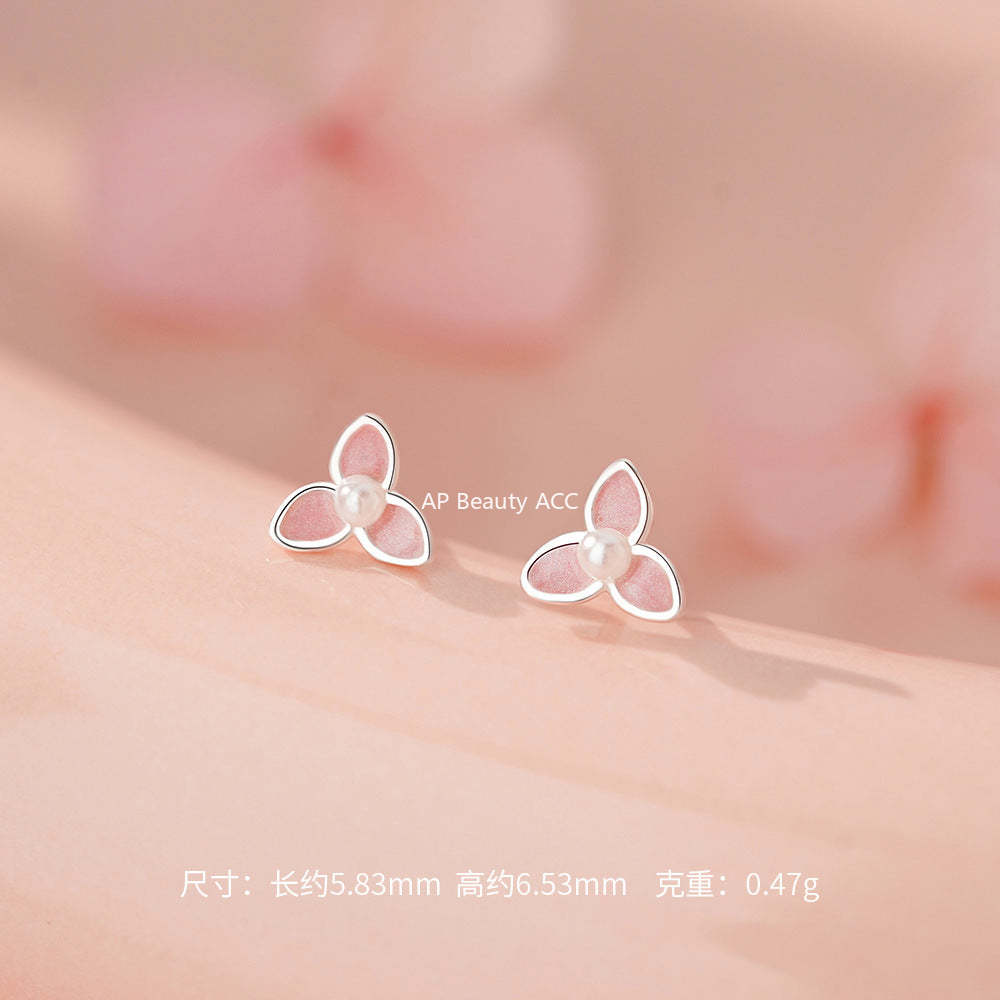 D廠-足銀S999時尚花朵珍珠耳環耳線甜美百搭文藝氣質養耳洞耳飾「YC4125E_1」25.12-1
